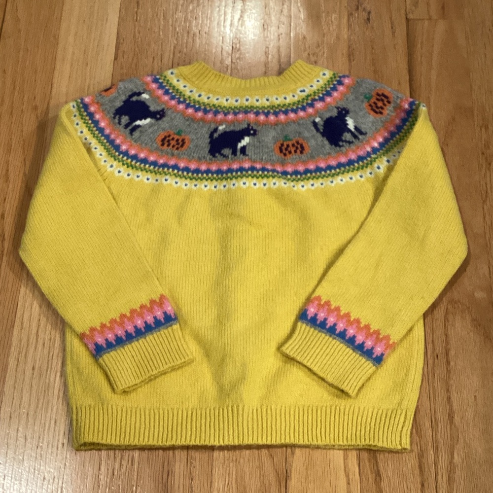 Yellow Kids Fair Isle Cardigan Sweater - Picture 5 of 5
